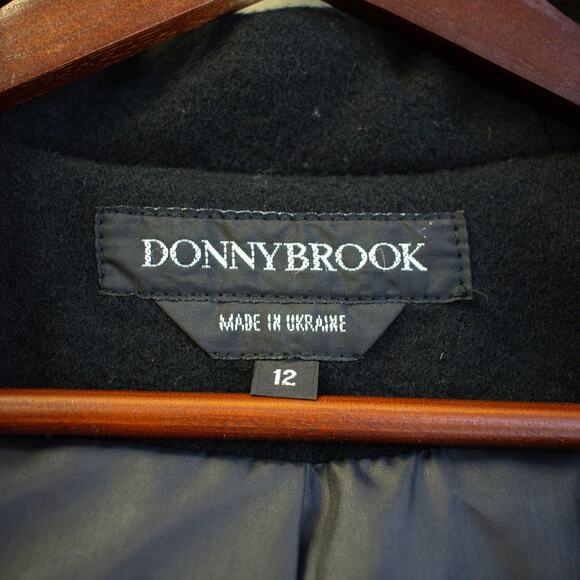 Black Wool Dress Coat with Hood Size 12 - Picture 3 of 9